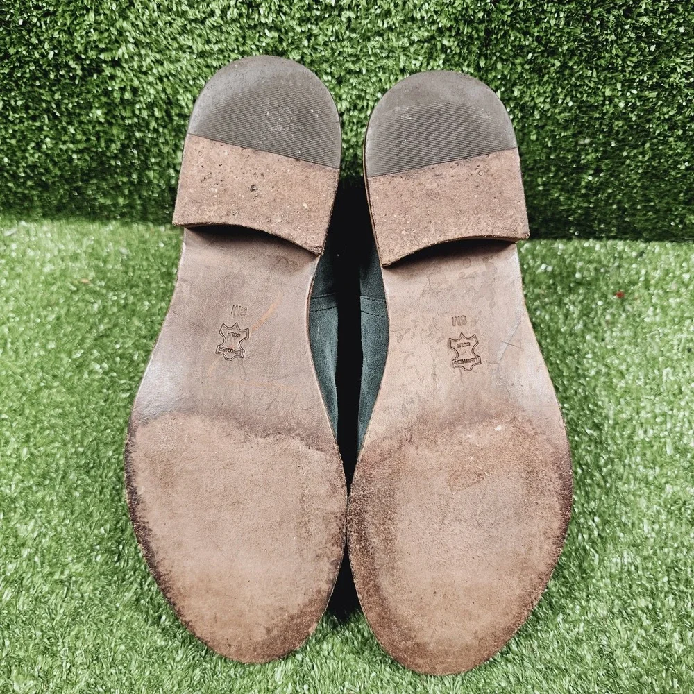 Tory Burch Riley Deep Green‎ Suede Buckle Pull On Ankle Boots Womens Size 8